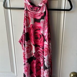 SHEIN Pink and Black Floral Dress